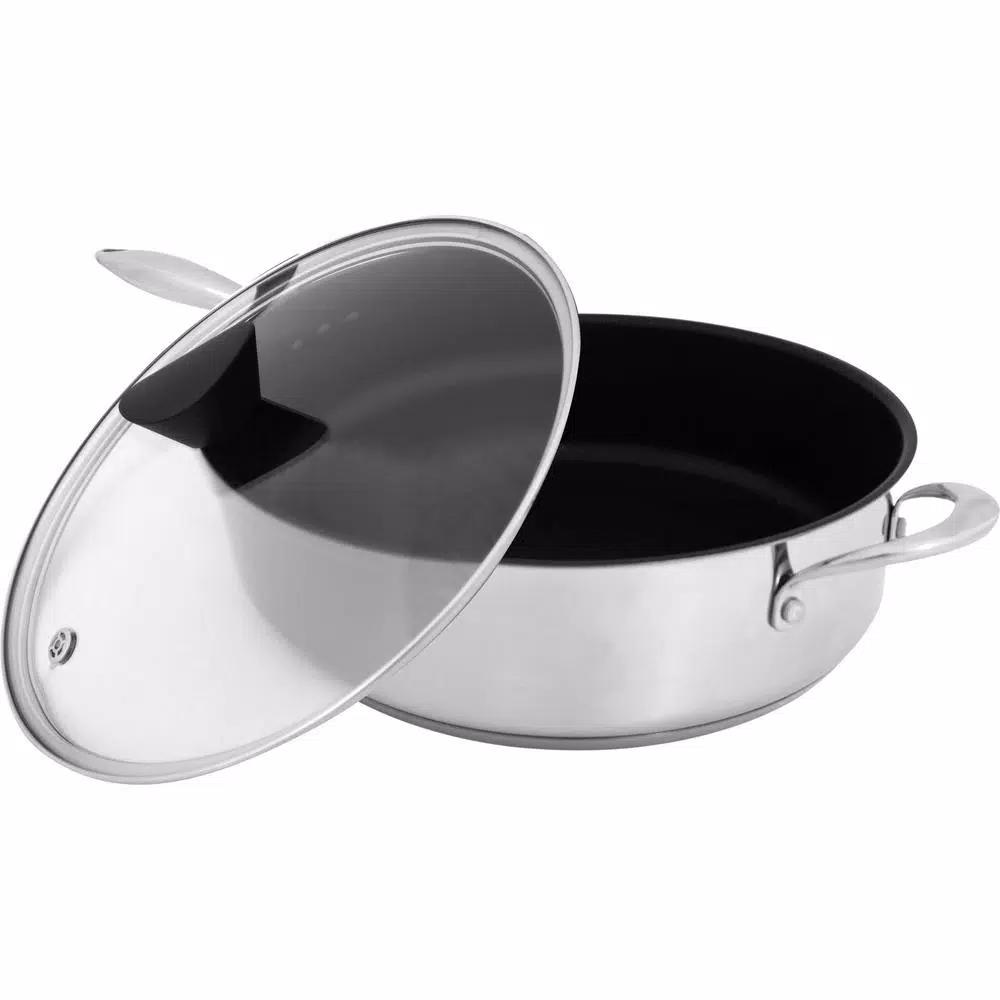Hampton Bay Ozeri Earth Pan ETERNA 5.3 qt. Stainless Steel Nonstick Sauce Pan with Glass Lid