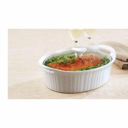 Corningware French White 2.5-Qt Oval Ceramic Casserole Dish with Glass Lid thumbnail 5