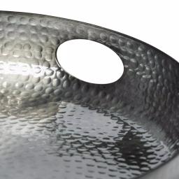 Honey-Can-Do Black Glossy Hammered Aluminum 16 in. Round Serving Tray with Handles thumbnail 2