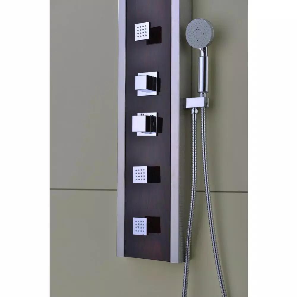 ANZZI 57 in. Monsoon Full Body Shower Panel System with Mahogany Deco-Glass & Chrome Trim