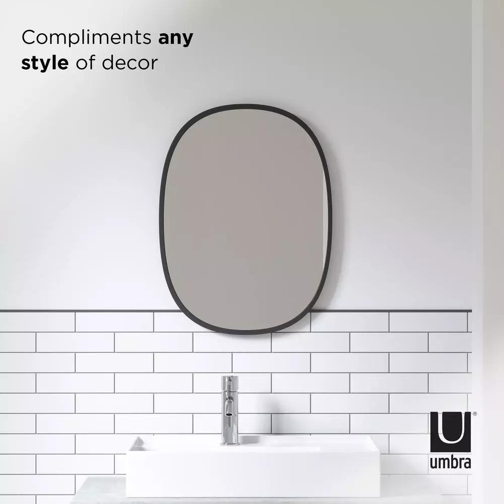 Umbra Hub 24 x 18 in. Oval Modern Framed Wall Mirror - Black