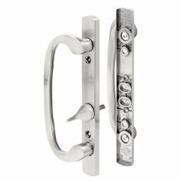 Prime-Line Satin Nickel Diecast Sliding Patio Door Handle Set with Offset Thumb Turn thumbnail 1