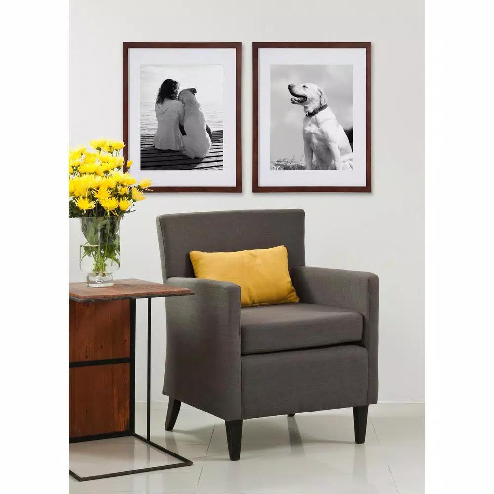 DesignOvation Design Ovation Gallery Wood Picture Frame Set, Walnut Brown, 14 x 18 in. (Set of 2)