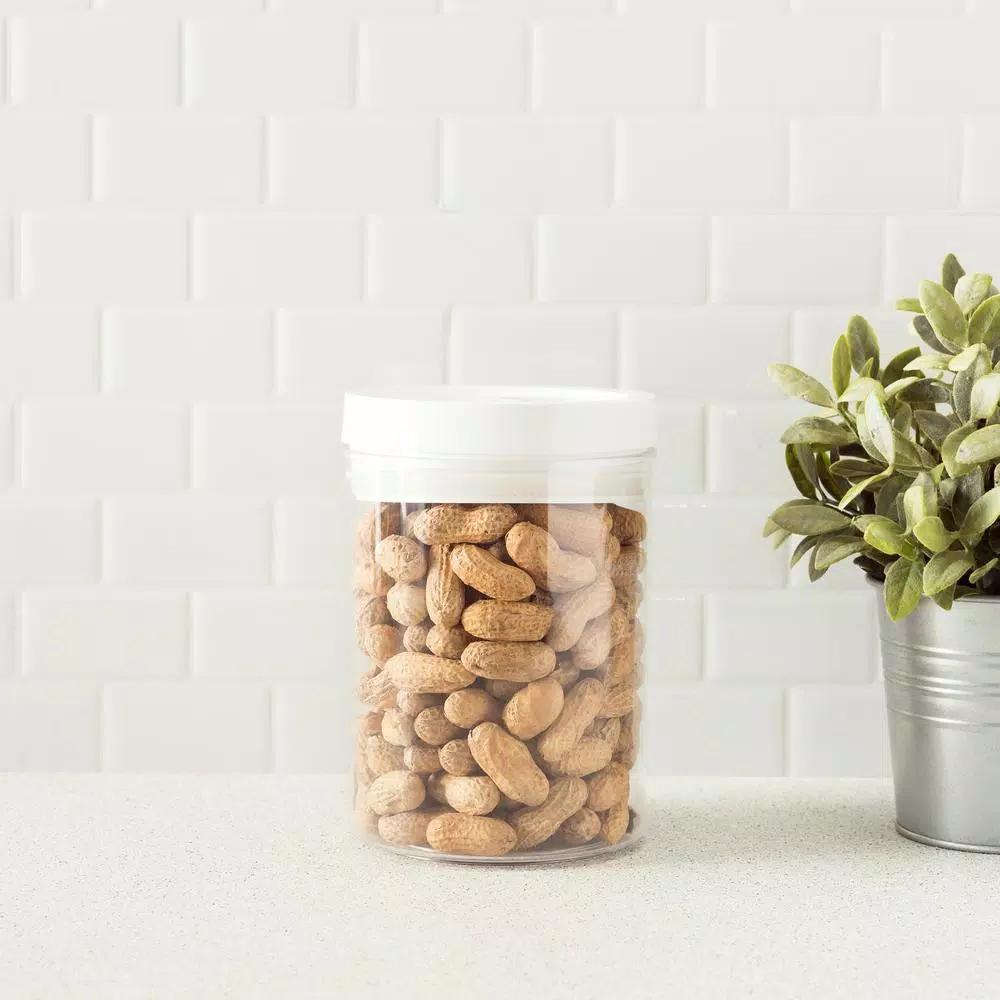Home Basics 1.5 L Twist 'N Lock Air-Tight White Round Plastic Food Storage Canister