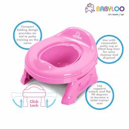 Babyloo 2-in-1 Portable Travel Potty for Toddlers with Collapsible Legs and Travel Bag - Pink thumbnail 4