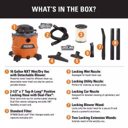 RIDGID 16 Gal. 6.5 Peak HP NXT Wet/Dry Shop Vacuum with Detachable Blower thumbnail 2