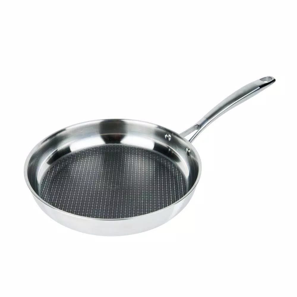 MasterPan Chefs Series 11 in. Stainless Steel Nonstick Frying Pan, Tri-Ply Induction Compatible