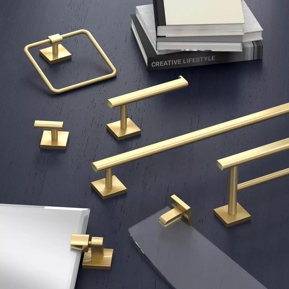 Gatco Elevate Euro Single Post Toilet Paper Holder, Brushed Brass