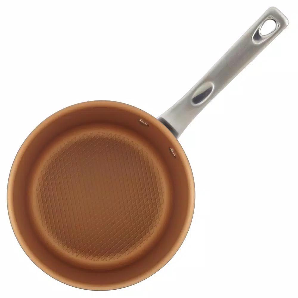 Ayesha Curry Home Collection 3 Qt. Hard-Anodized Aluminum Nonstick Saucepan with Glass Lid, Charcoal Gray