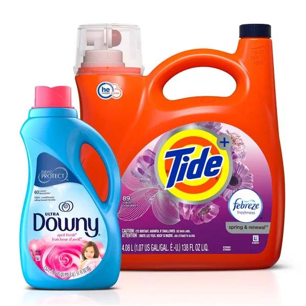 Tide Plus Febreze Spring and Renewal Liquid Laundry Detergent (72 Loads) and Downy April Fresh Fabric Softener (60 Loads)