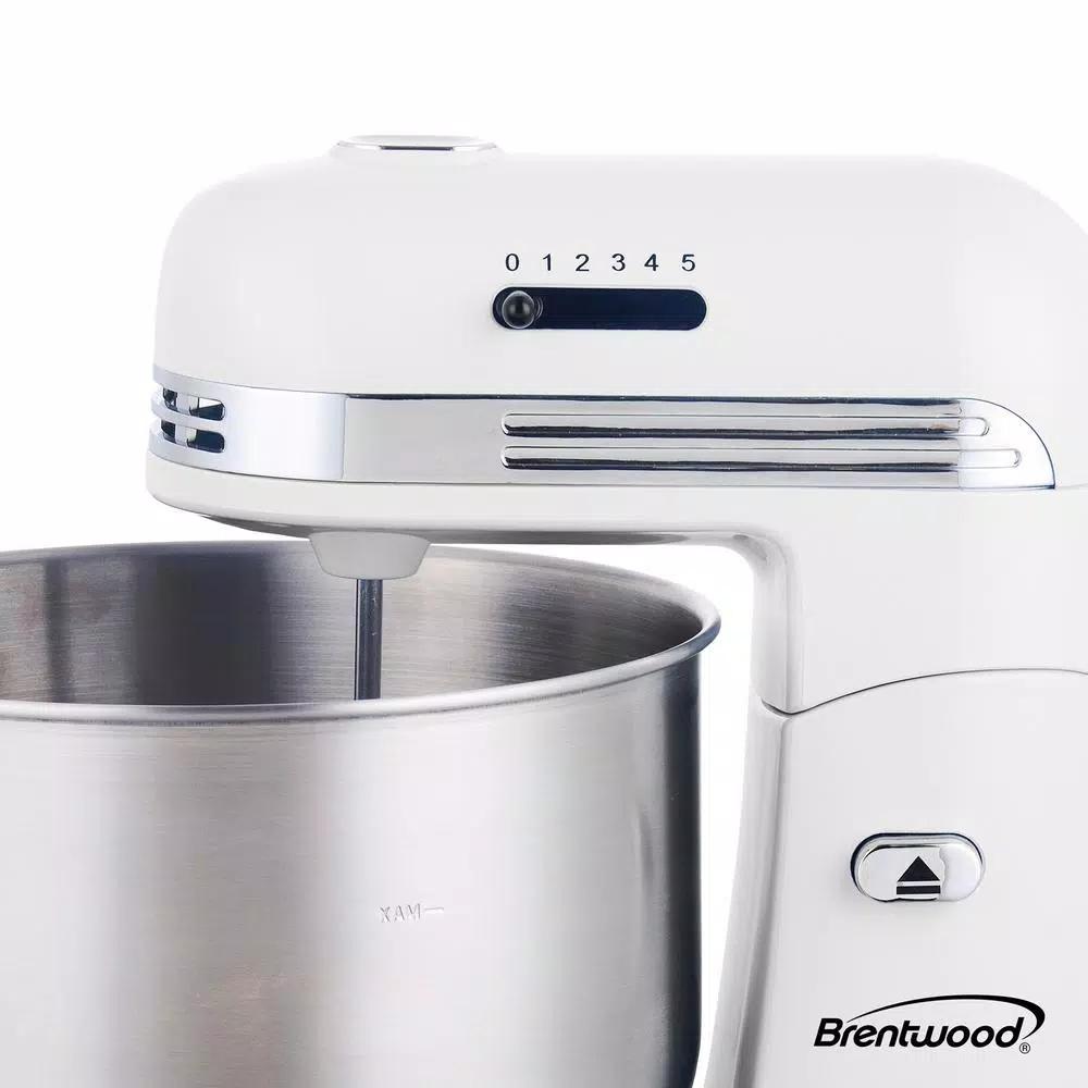 Brentwood Appliances Brentwood 5-Speed Stand Mixer with 3-Quart Stainless Steel Mixing Bowl, White