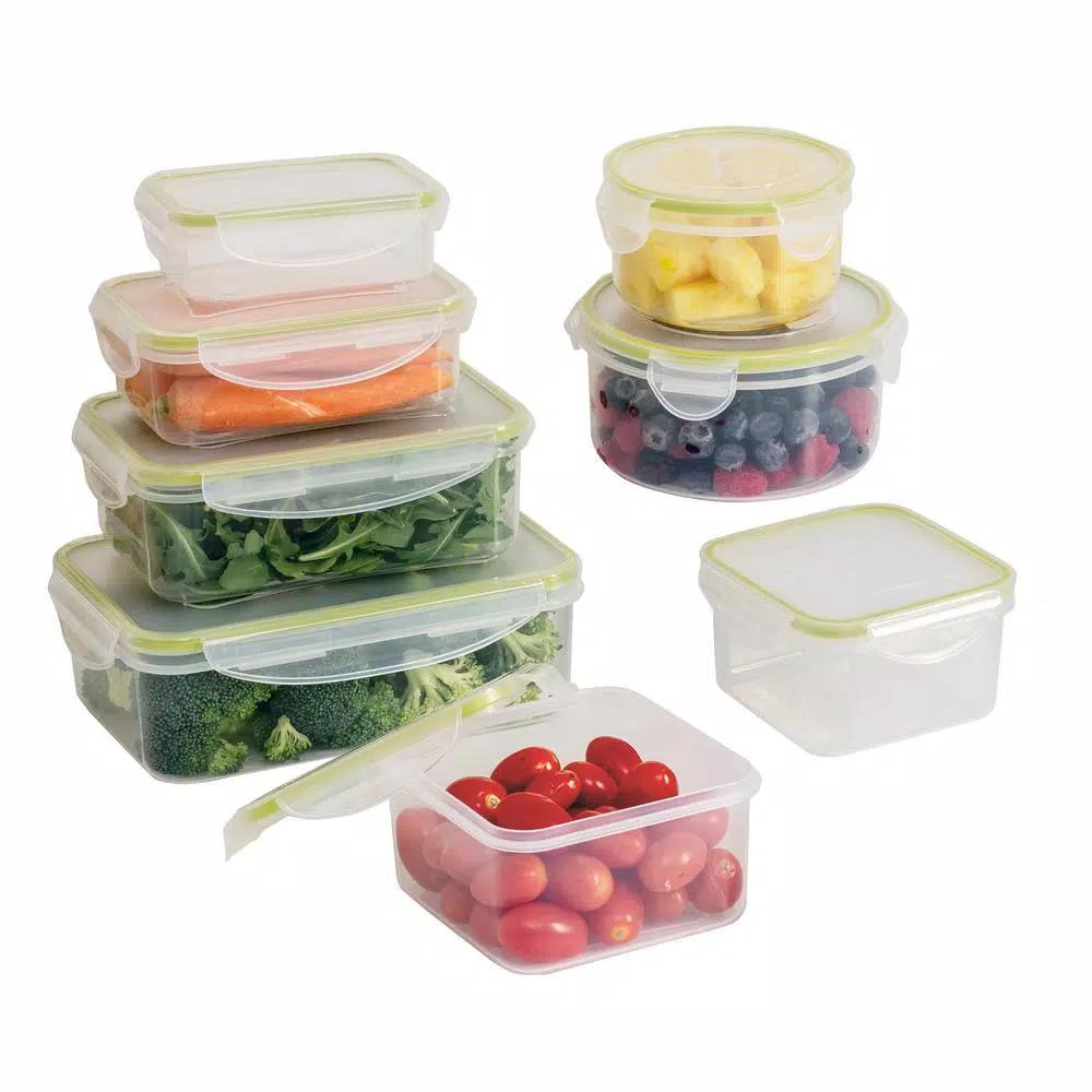 Honey-Can-Do 16-Piece Clear Locking Plastic Food Storage Container Set, Airtight & Leak Proof