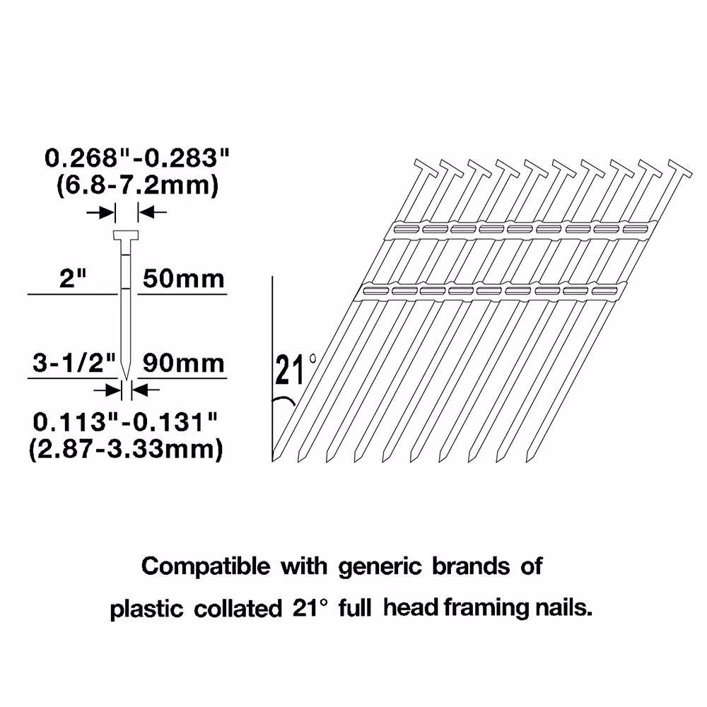 Husky 21-Degree 3-1/2 in. Full Round Head Pneumatic Framing Nailer