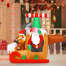 Costway 6 ft. Santa Claus Flying Airplane Inflatable Christmas Decoration with LED Lights thumbnail 3