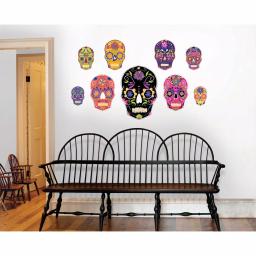 WallPops 39 in. x 34.5 in. Sugar Skull Wall Art Kit - 9 Piece Colorful Skeleton Decals thumbnail 2