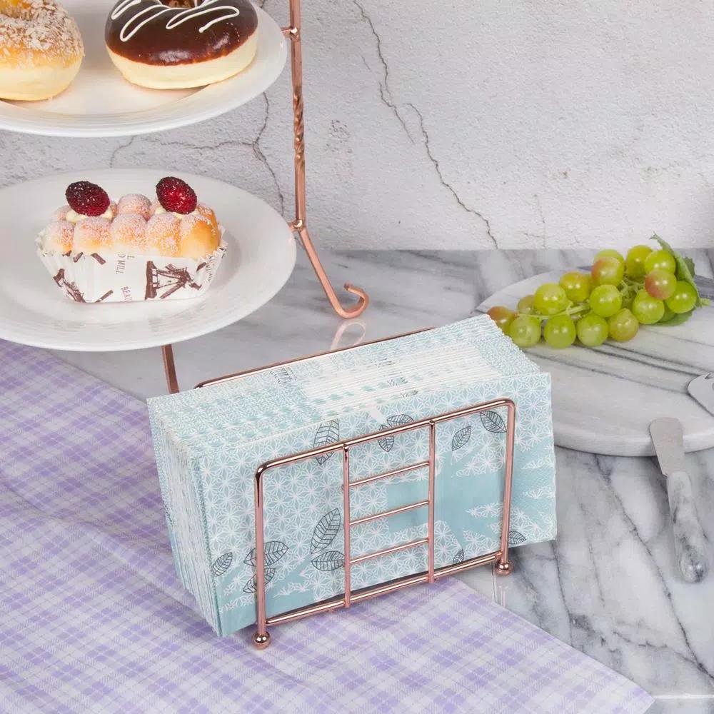 Creative Home Copper Plated Iron Napkin Holder, Elegant Metal Tissue Dispenser for Kitchen and Dining Table
