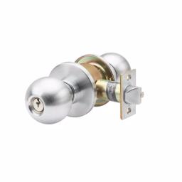 Taco Grade 1 Heavy Duty Cylindrical Keyed Entry Door Knob, Satin Stainless Steel thumbnail 1