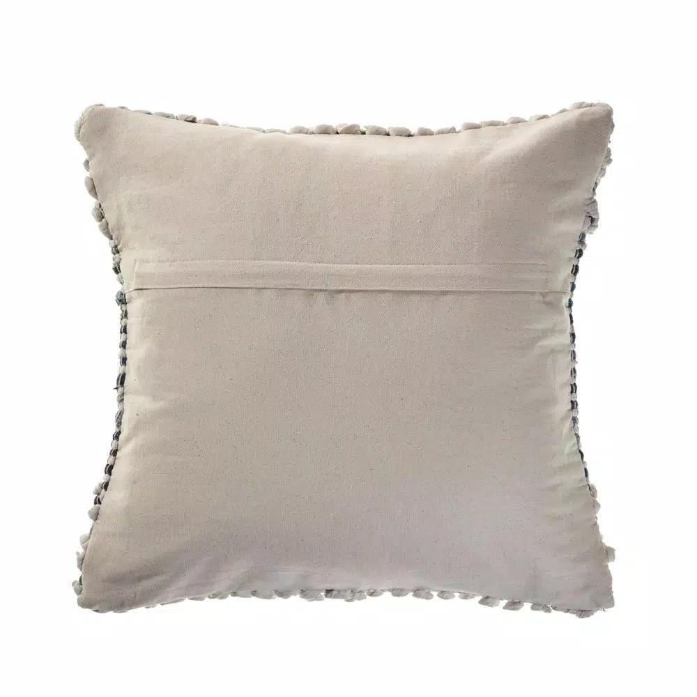 LR Home Crest Navy Blue and Ivory Abstract Textured Throw Pillow, 18 x 18 in.