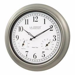 La Crosse Technology 18-Inch Atomic Analog Wall Clock with Thermometer & Hygrometer, Pewter thumbnail 5