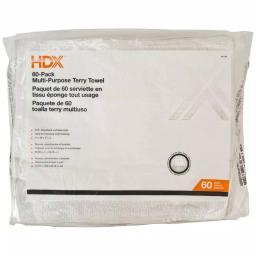 HDX Multi-Purpose Cotton Blend Terry Cloth Towels, 14 in. x 17 in., White (60-Pack) thumbnail 1