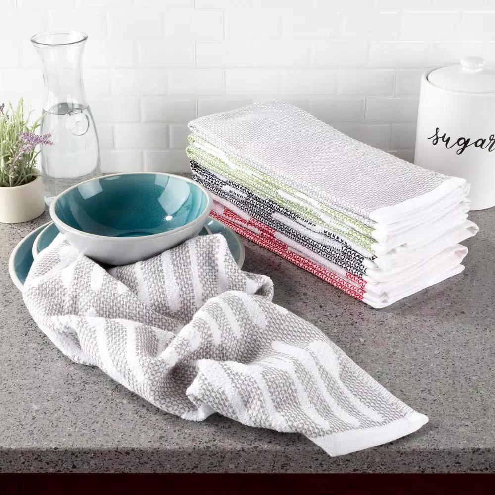 Lavish Home 8-Piece Cotton Kitchen Towel Set - Multi-Color Flatware Pattern Weave