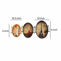 Benjara Brown Metal Oval Serving Tray Set of 3 with Handles - Modern Urban Print thumbnail 7