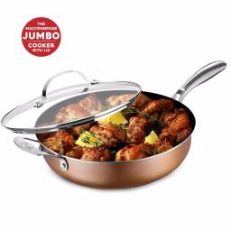 Gotham Steel 5.5 qt. Aluminum Non-Stick Deep Saute Pan with Glass Lid thumbnail 1