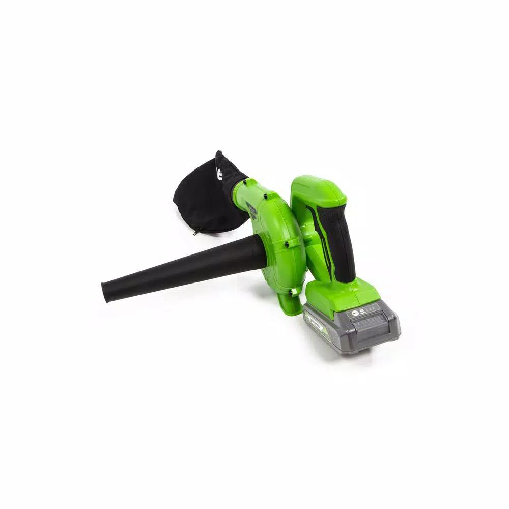 Greenworks 24V Cordless Handheld Blower and Vacuum Kit with 2.0 Ah USB Battery and Charger