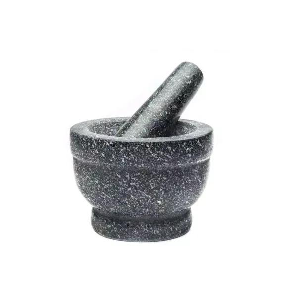 Fox Run 5.5 in. Granite Mortar and Pestle Set, Gray Stone Kitchen Accessory