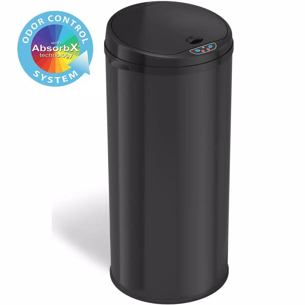 iTouchless 13 Gallon Matte Black Touchless Motion Sensor Trash Can with Odor Filter