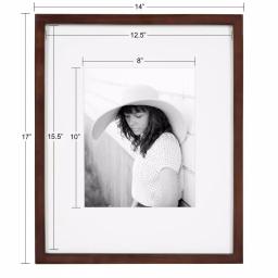 DesignOvation Gallery 13 x 16 in. Walnut Brown Wood Picture Frame with White Mat for 8 x 10 in. Photos thumbnail 5