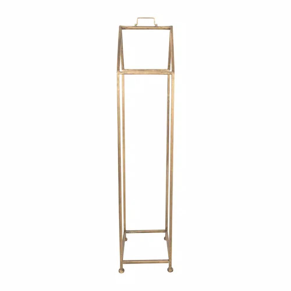 3R Studios Modern Gold House Shaped Metal Firewood Holder - Tall Vertical Wood Storage Rack