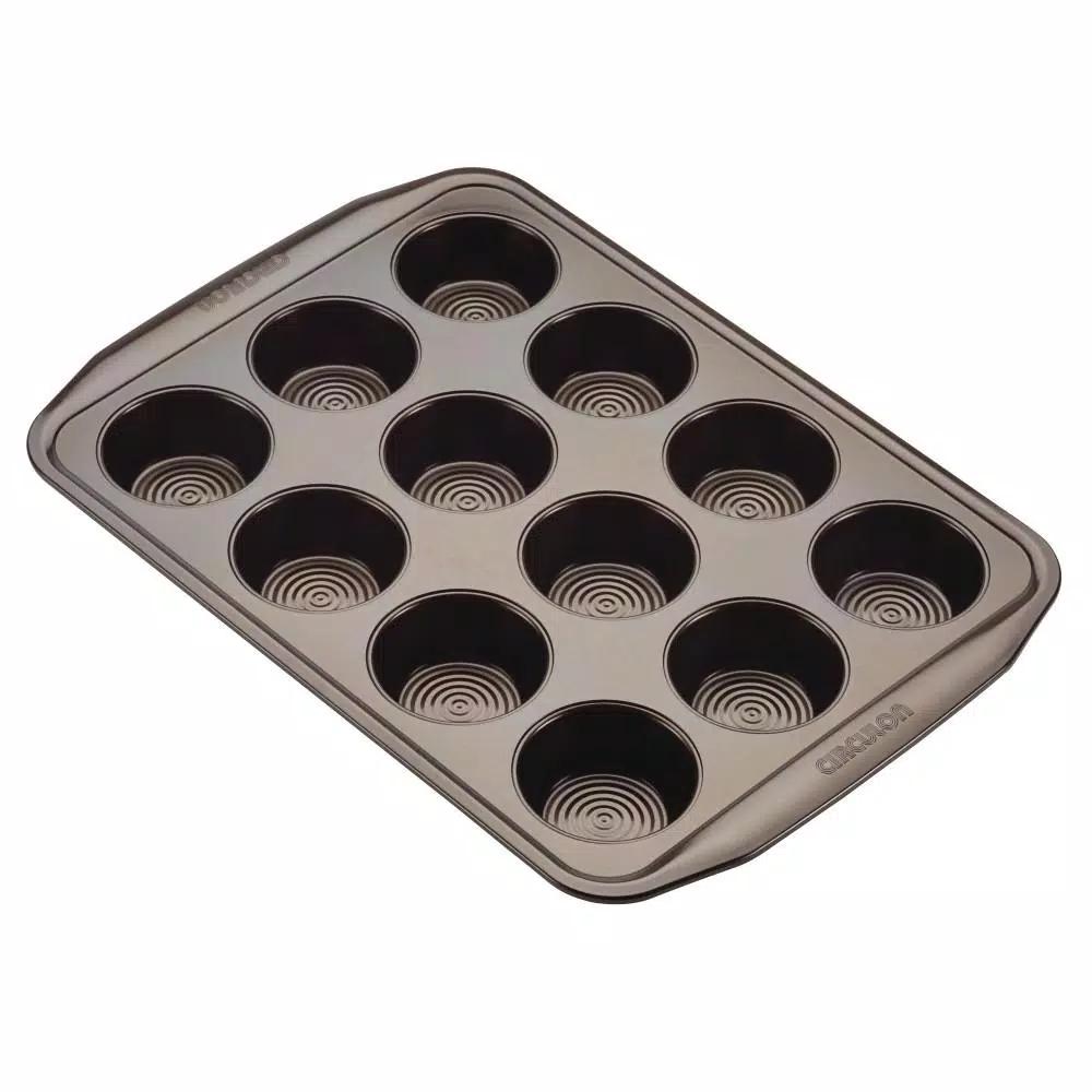 Circulon 12-Cup Nonstick Muffin and Cupcake Pan, Chocolate Brown