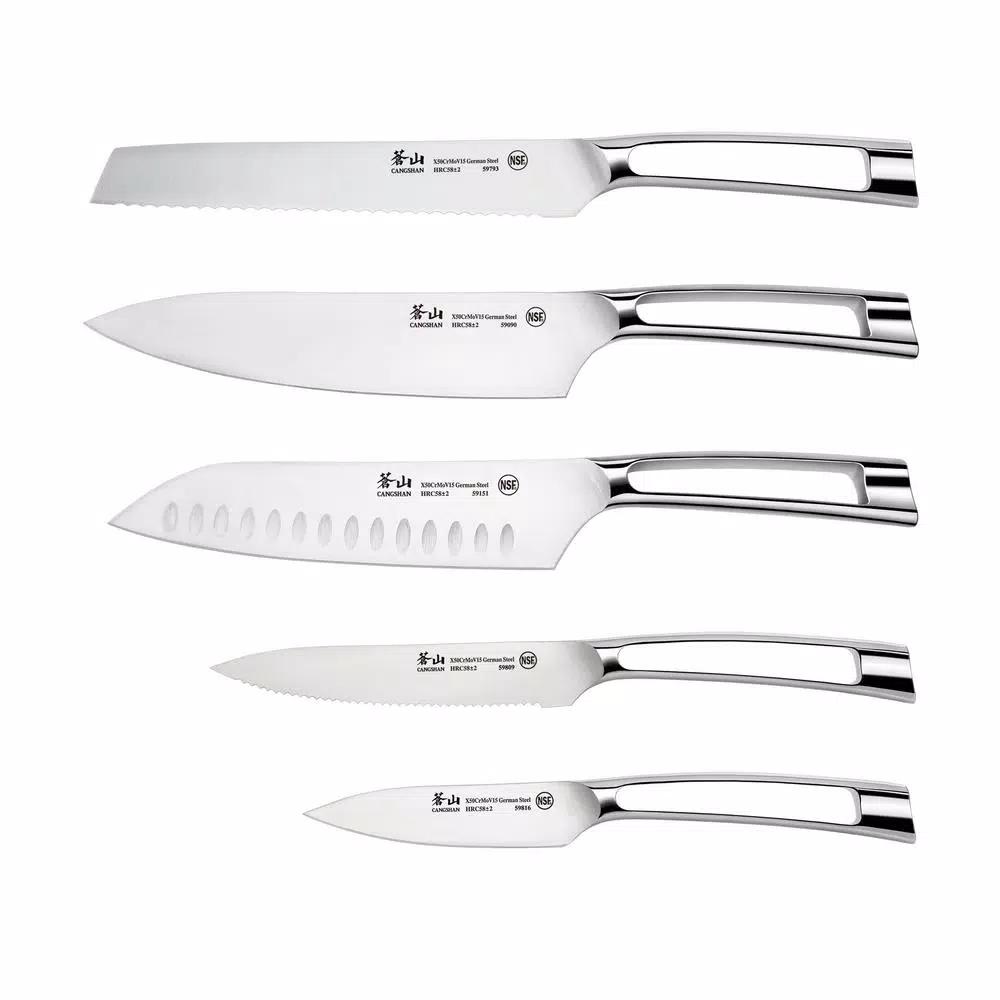 Cangshan N1 Series 6-Piece German Steel Forged Knife Block Set with Acacia Wood Block