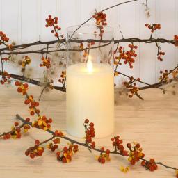 LUMABASE 8 in. Glass Hurricane LED Flameless Candle with Moving Flame, Battery Operated thumbnail 2