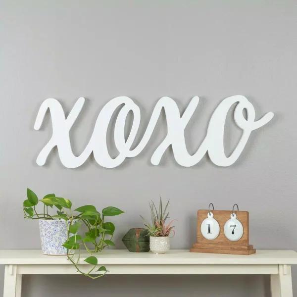 Pinnacle Script XOXO White Wood Decorative Sign - Large Handcrafted Farmhouse Wall Decor