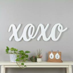 Pinnacle Script XOXO White Wood Decorative Sign - Large Handcrafted Farmhouse Wall Decor thumbnail 1