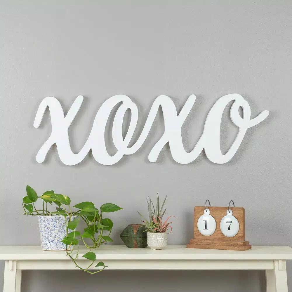 Pinnacle Script XOXO White Wood Decorative Sign - Large Handcrafted Farmhouse Wall Decor