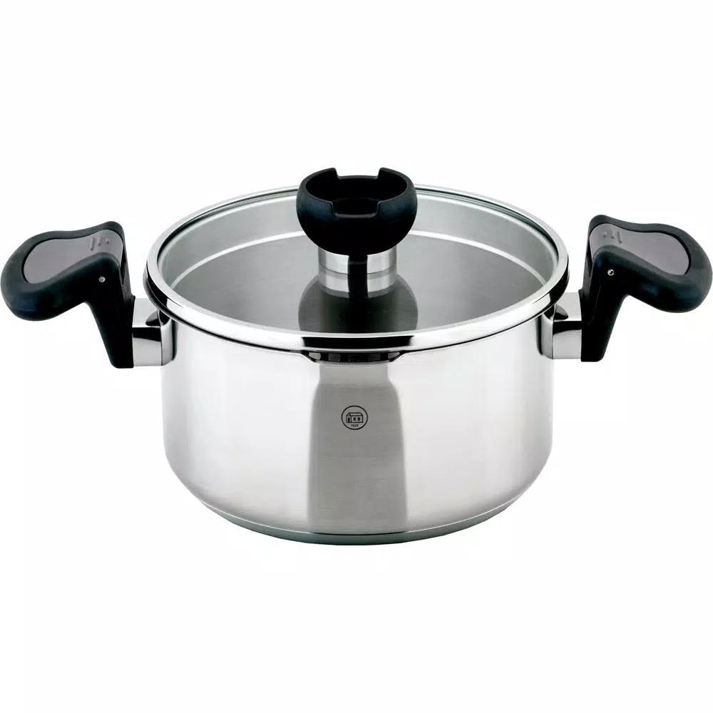 1829 Carl Schmidt Sohn ARON 1.6 qt. Stainless Steel Stock Pot with Glass Lid and Multi-Functional Utensil Holder Knob