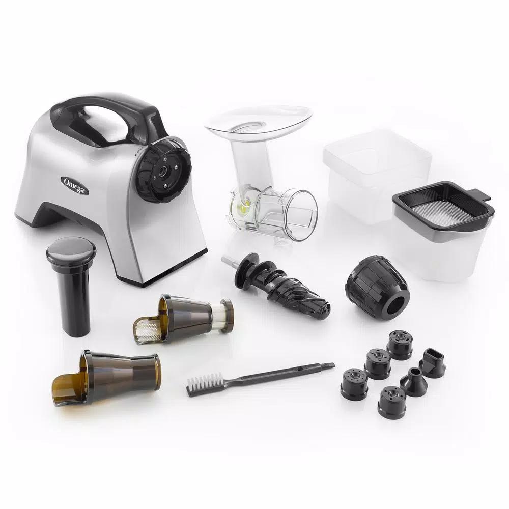Omega NC1000 Nutrition Center Horizontal Slow Masticating Juicer, Silver