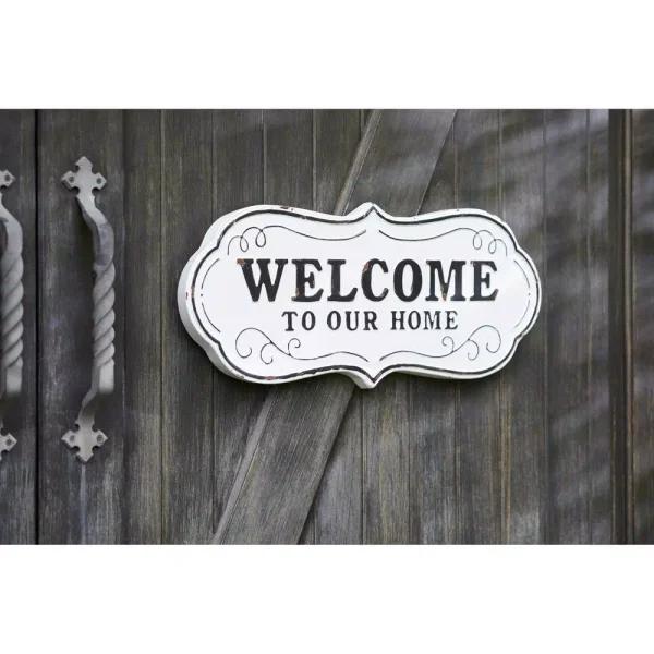 Unbranded Welcome to Our Home Cast Iron Plaque - Black and White Farmhouse Wall Decor