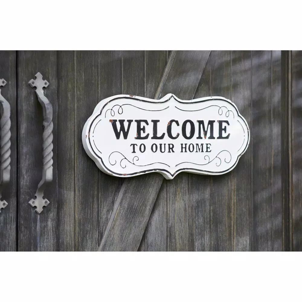 Unbranded Welcome to Our Home Cast Iron Plaque - Black and White Farmhouse Wall Decor