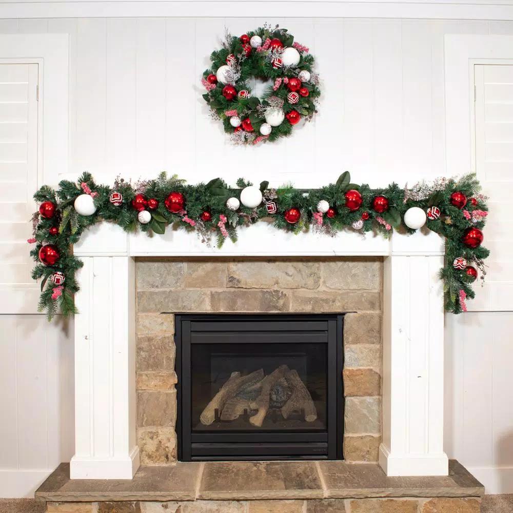 Village Lighting Company 24 in. Nordic Red and White Artificial Christmas Wreath
