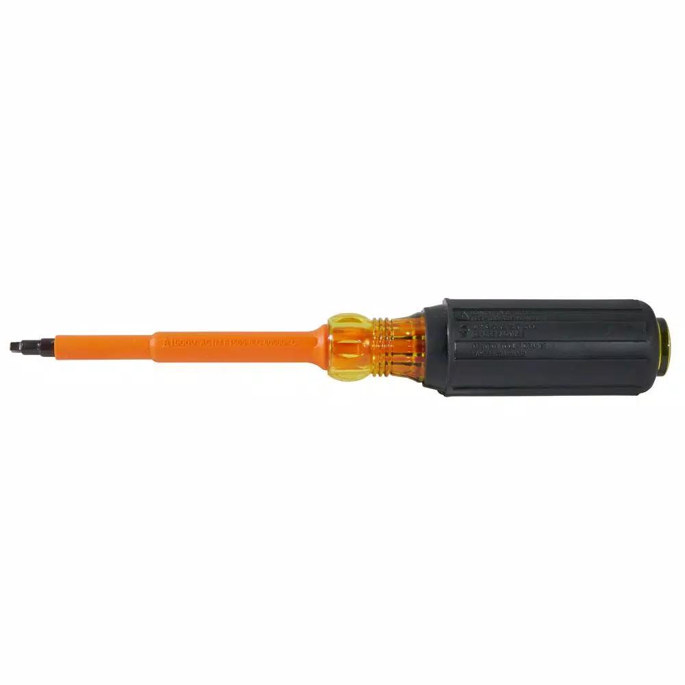 Klein Tools #2 Square Recess Insulated Screwdriver with 4 in. Round Shank and Cushion Grip