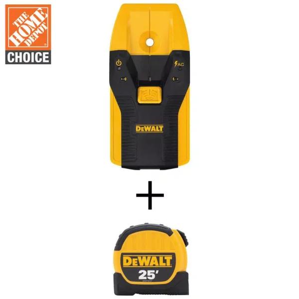 DEWALT Center Sensor Stud Finder with 25 ft. Tape Measure Bonus Set, Detects Wood and Metal
