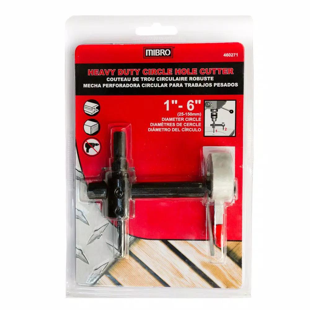 MIBRO Adjustable Circle Hole Cutter, 1 in. to 6 in. Diameter, for Wood, Plastic and Soft Metals