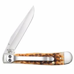 W.R. Case and Sons Cutlery Co. Case Kickstart Trapperlock Assisted Opening Pocket Knife - Amber Bone Peach Seed Jig thumbnail 2