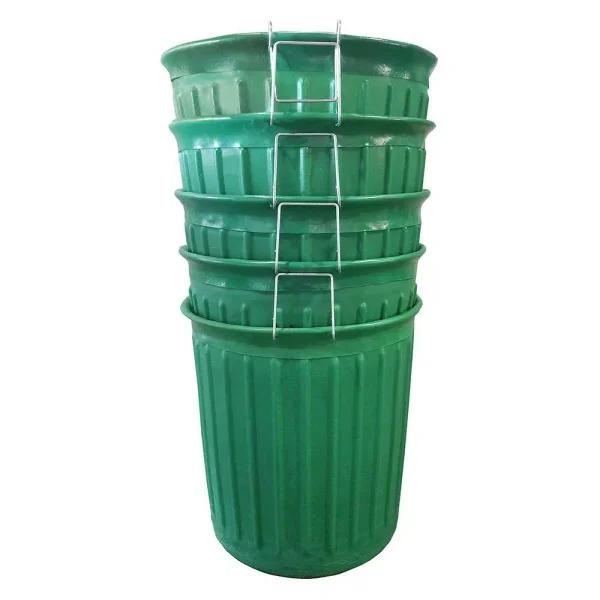 Unbranded 60 Gal. Green Round Polyethylene Carry Barrel Trash Can, 5-Pack