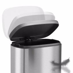 Boyel Living 13 Gallon Stainless Steel Rectangular Kitchen Step Trash Can with Silent Close Lid - Silver thumbnail 3