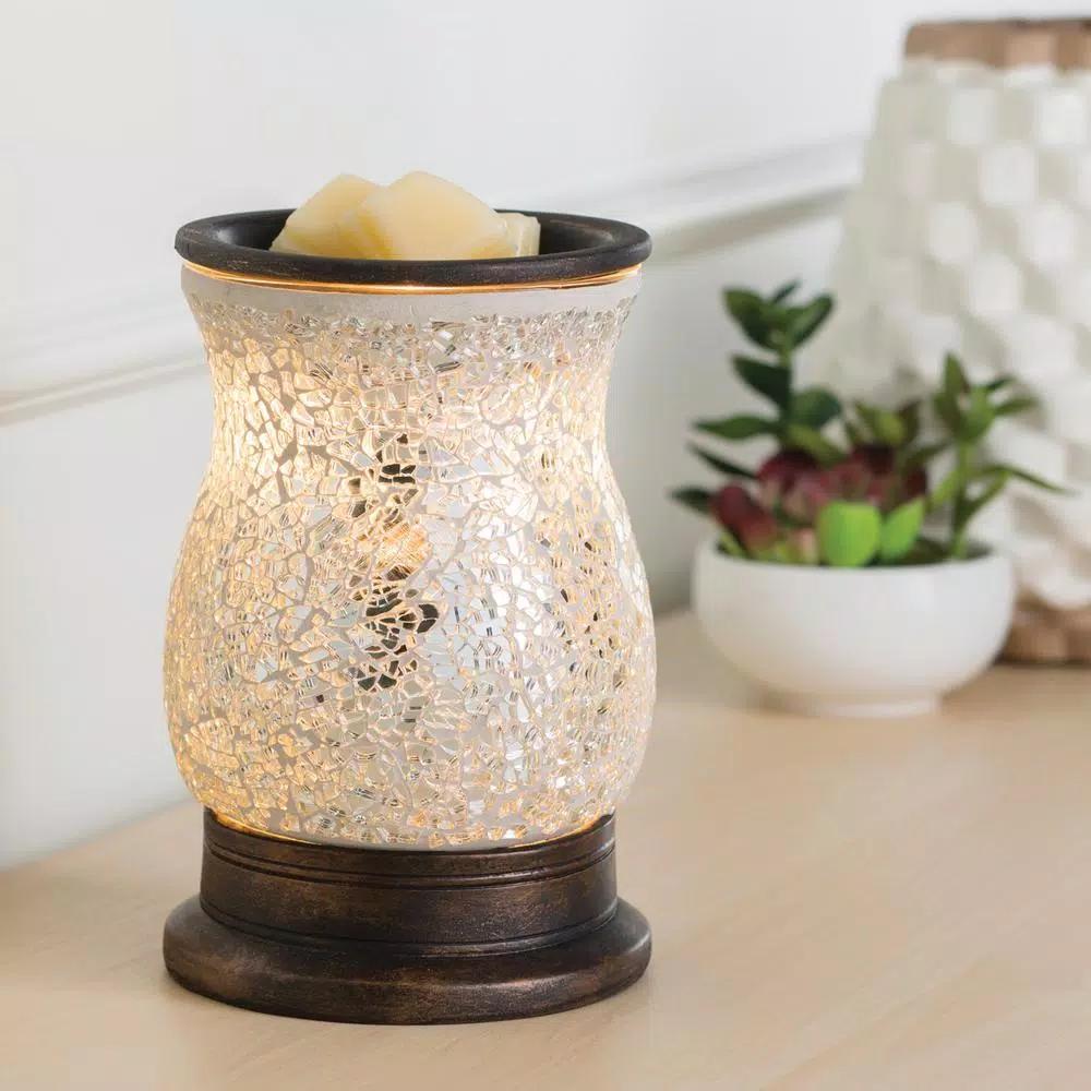Candle Warmers Etc 8.8 in Reflection Illumination Fragrance Warmer with Silver Glass Mosaic